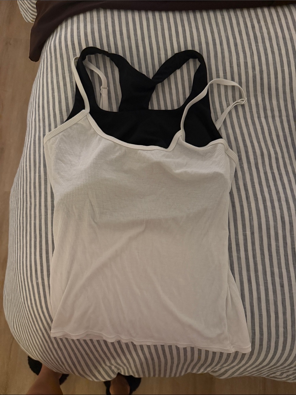 SET Active Black & White Layered Ribbed Cami